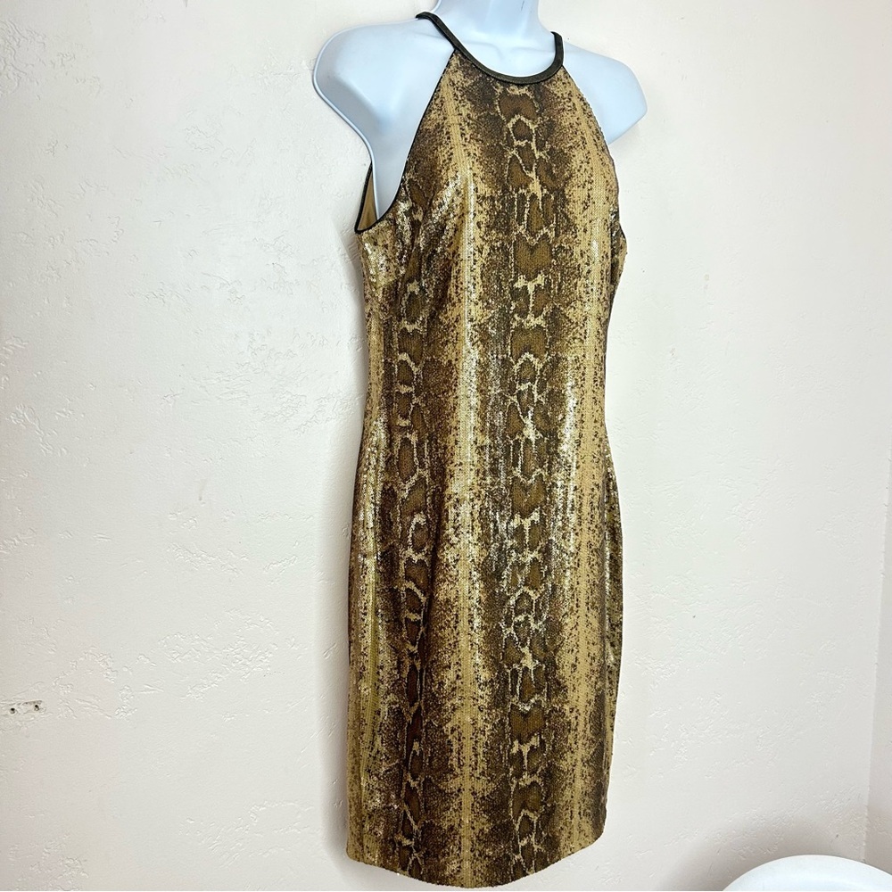 Cache Python Sequins Gold Sleeveless Knee Length … - image 3